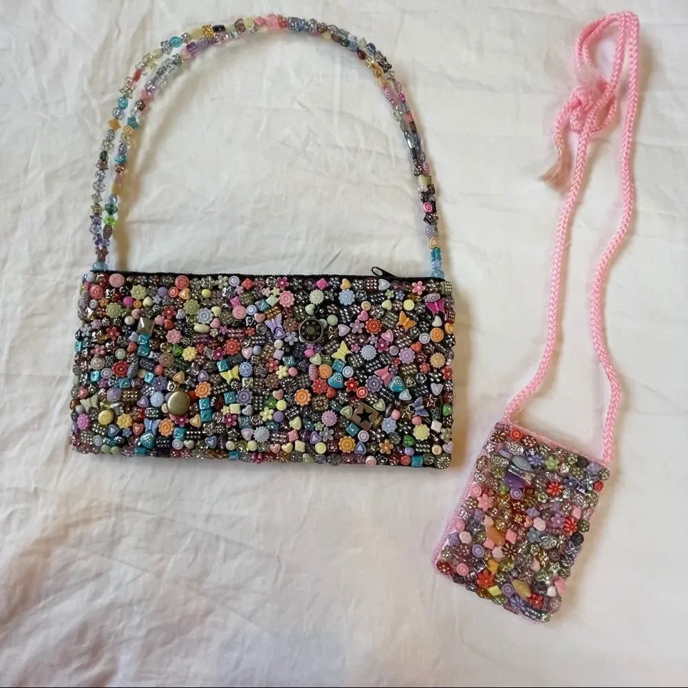 Beaded Shoulder Bag and Kids Crossbody bundle